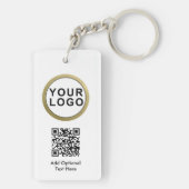 Code QR du logo d'entreprise sur porte-clés | Noir (Dos)
