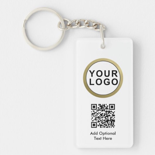 Code QR du logo d'entreprise sur porte-clés | Noir (Devant)