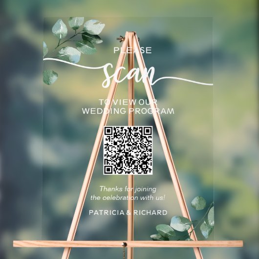 Code QR du programme de mariage avec verdure (Neutre)