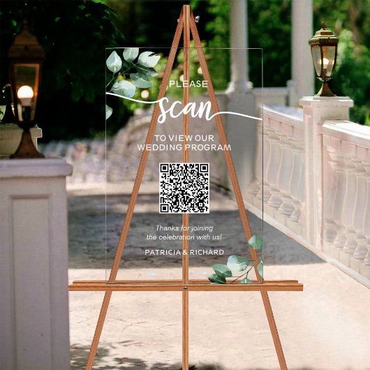 Code QR du programme de mariage avec verdure