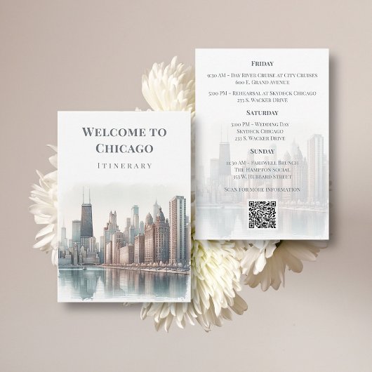 Code QR du programme de mariage sur la skyline de