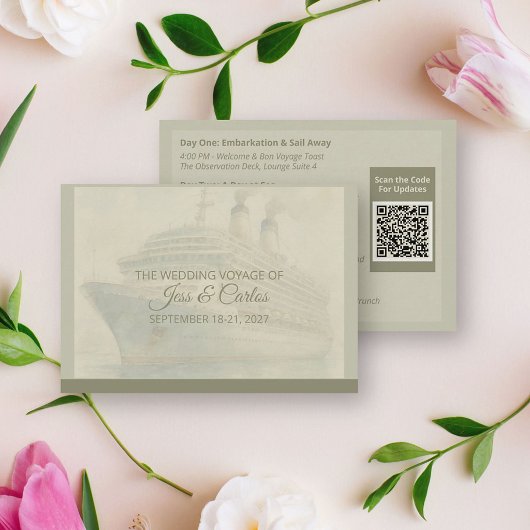 Code QR du programme de mariage sur un bateau de c