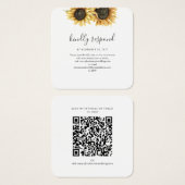 Code QR du site Web de mariage Sunflower pour RSVP (Devant & derrière)