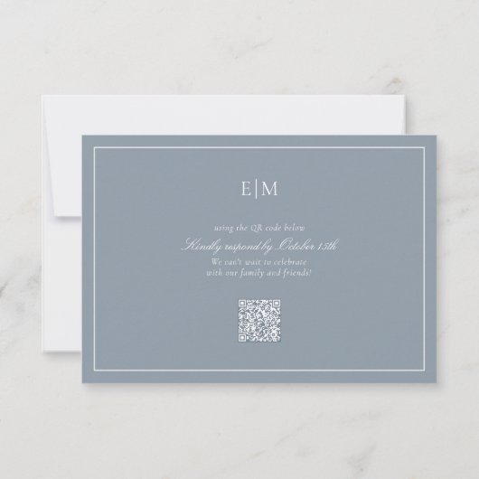 Code QR Elegant Dusty Blue Monogramme Mariage RSVP (Dos)