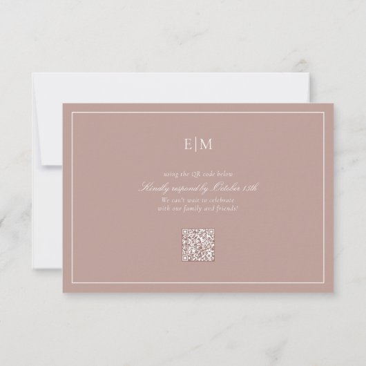 Code QR Elegant Dusty Rose Monogramme Mariage RSVP (Dos)