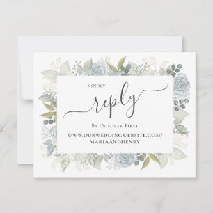Code QR élégant Floral RSVP en ligne Dusty Blue