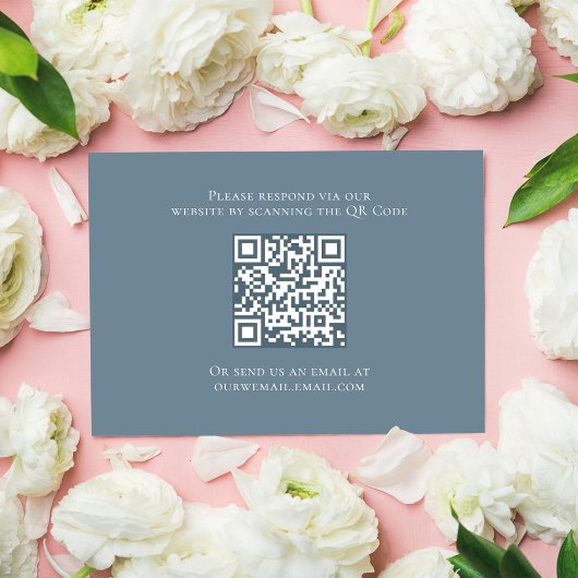 Code QR élégant Floral RSVP en ligne Dusty Blue