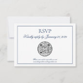 Code QR Elégant Marine Bleu Blanc Mariage RSVP (Devant)