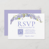 Code QR Élégant Purple Wisteria Script Formel RSVP (Devant / Derrière)