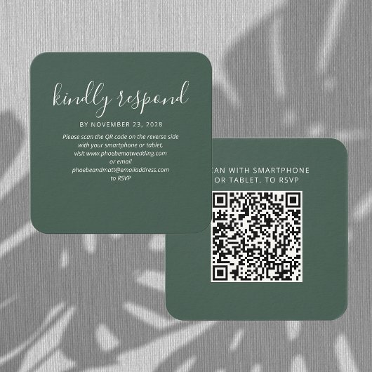 Code QR élégant RSVP et carte de site Web Mariage