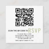 Code QR en ligne RSVP mariage vert carte de boîtie (Devant)