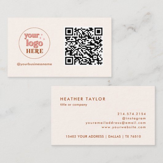 Code QR esthétique Petits Cartes de visite (Devant / Derrière)