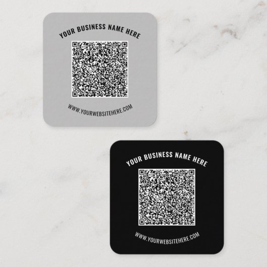 Code QR et Carte de visite de texte personnalisé C (Devant / Derrière)