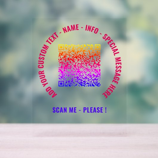 Code QR et signature acrylique personnalisée de te (Neutre)