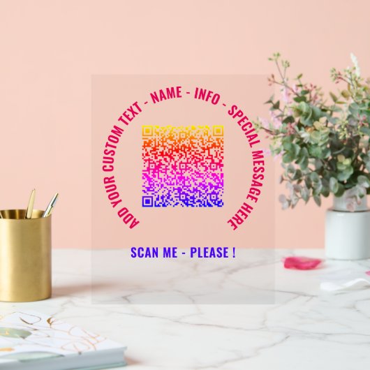 Code QR et signature acrylique personnalisée de te (Mariage)