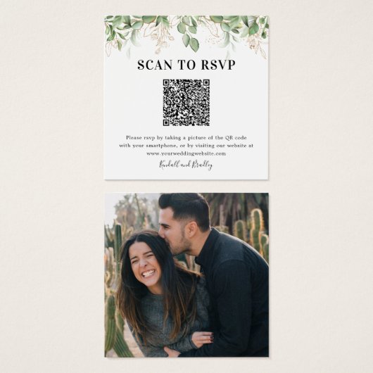 Code QR Eucalyptus Verdure Photo Mariage RSVP (Devant & derrière)