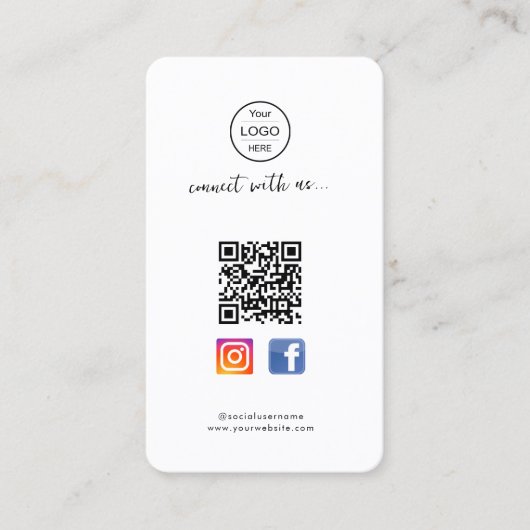 Code QR Facebook Instagram | carte de visite rose (Devant)