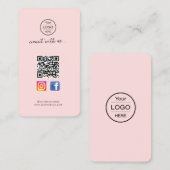 Code QR Facebook Instagram | carte de visite rose (Devant / Derrière)