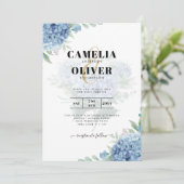 Code QR Faire-part de mariage Blue Hydrangea (Debout devant)