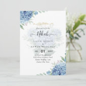 Code QR Faire-part de mariage Blue Hydrangea (Debout devant)