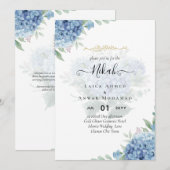 Code QR Faire-part de mariage Blue Hydrangea (Devant / Derrière)