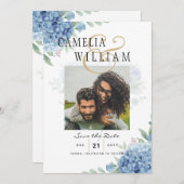 Code QR Faire-part de mariage Blue Hydrangea (Devant / Derrière)