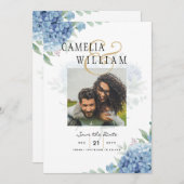 Code QR Faire-part de mariage Blue Hydrangea (Devant / Derrière)