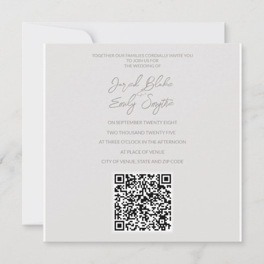 Code QR Faire-part de mariage cygne (Dos)