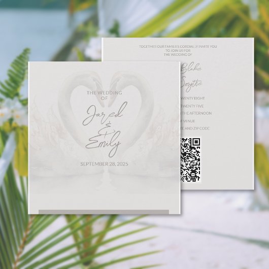 Code QR Faire-part de mariage cygne