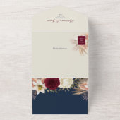 Code QR Faire-part de mariage floral bordeaux mari (Dehors)