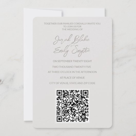 Code QR Faire-part de mariage Swan 5x7 (Dos)