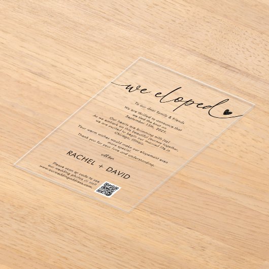 Code QR Faire-part simple Elopement Elopement (Poser)