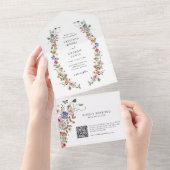 Code QR Fleur Mariage Invitation Tout En Un (Déchirure)