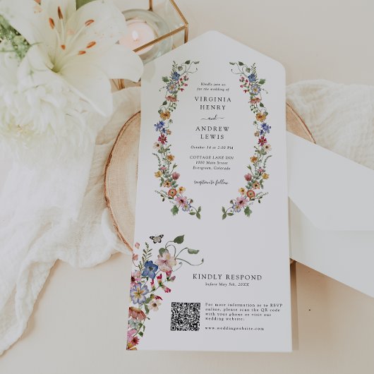 Code QR Fleur Mariage Invitation Tout En Un