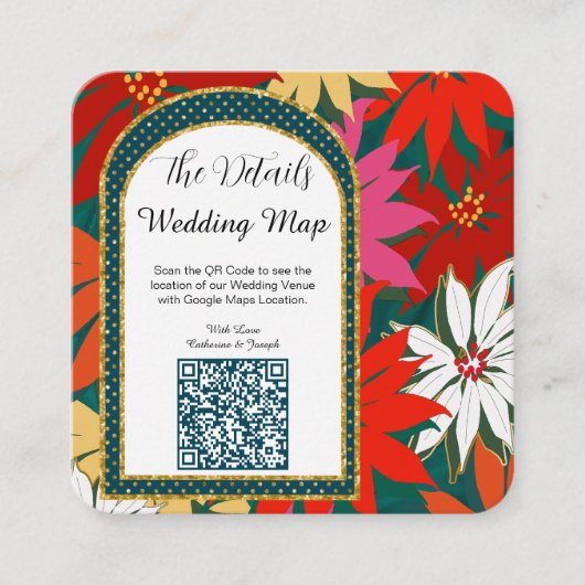 Code QR Fleurs tropicales Carte Mariage & Détails (Devant)
