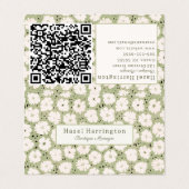 Code QR floral mignon Carte de visite plié Whimsy (Extérieur déplié)