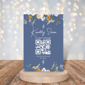 code qr floral moderne bleu nova carte menu mariag