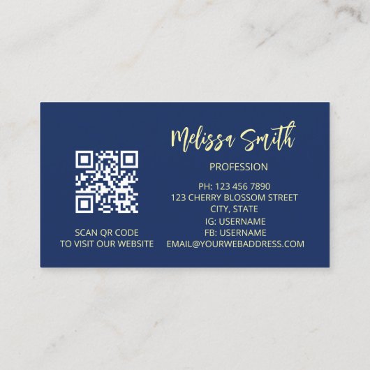 Code QR | Gold Tribal Turtle Carte de visite bleu (Dos)