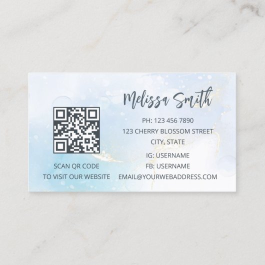 Code QR | Gold Tribal Turtle Carte de visite bleu (Dos)