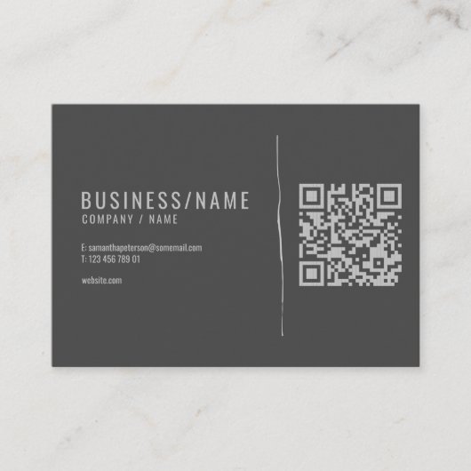 Code QR gris et argent carte de visite (Devant)