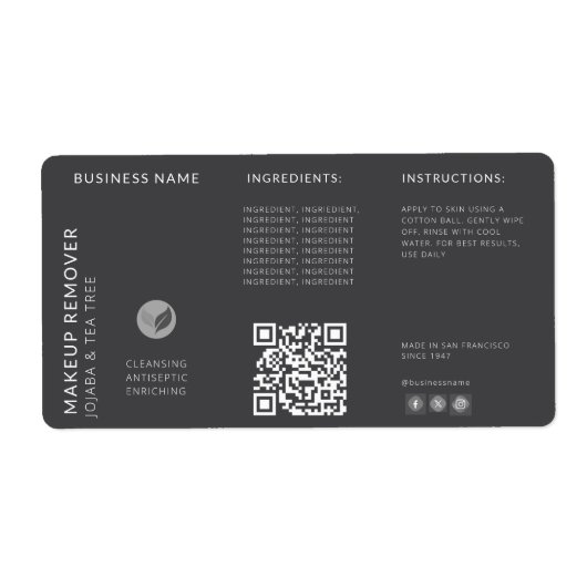 Code QR Gris Moderne Étiquette Tournante pour Bout (Devant)