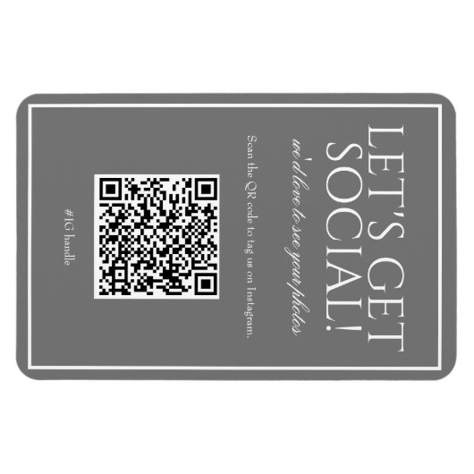 Code QR gris simple classique Magnet des médias so (Horizontal)