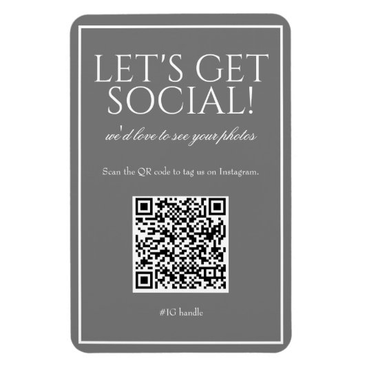 Code QR gris simple classique Magnet des médias so (Vertical)