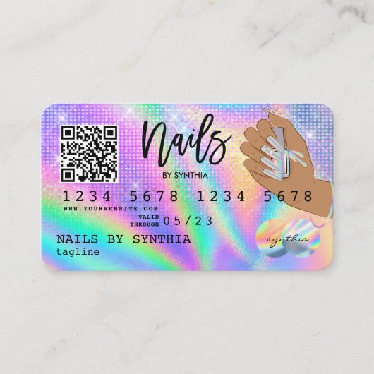 Code QR Hologramme de la carte de crédit Nail Tech (Devant)