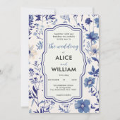 Code QR Indigo Blue Fleur sauvage Faire-part de ma (Devant)