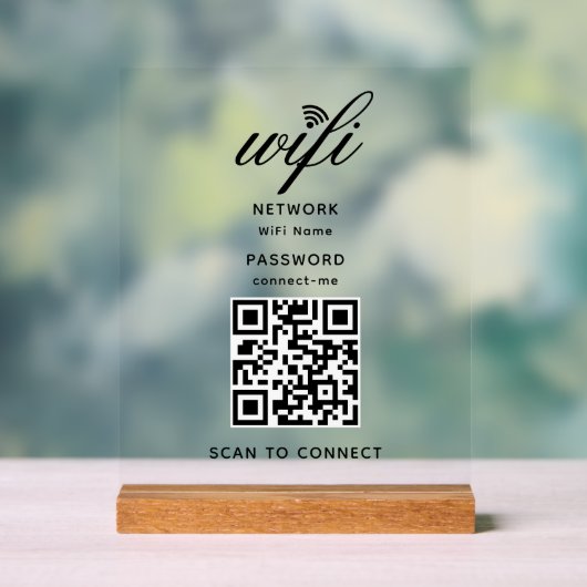 Code QR Internet Wifi Mot de passe Connexion acryl (Neutre)