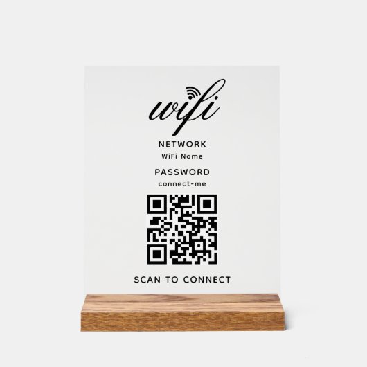 Code QR Internet Wifi Mot de passe Connexion acryl (Recto)