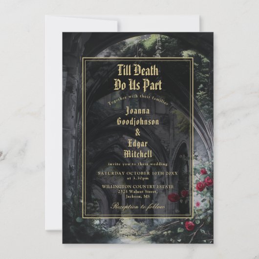 Code QR Invitation de Mariage Gothique Roses Tout (Devant)