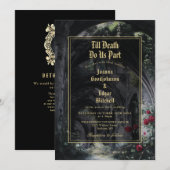 Code QR Invitation de Mariage Gothique Roses Tout (Devant / Derrière)