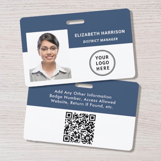 Code QR Logo Badge Employé Bleu